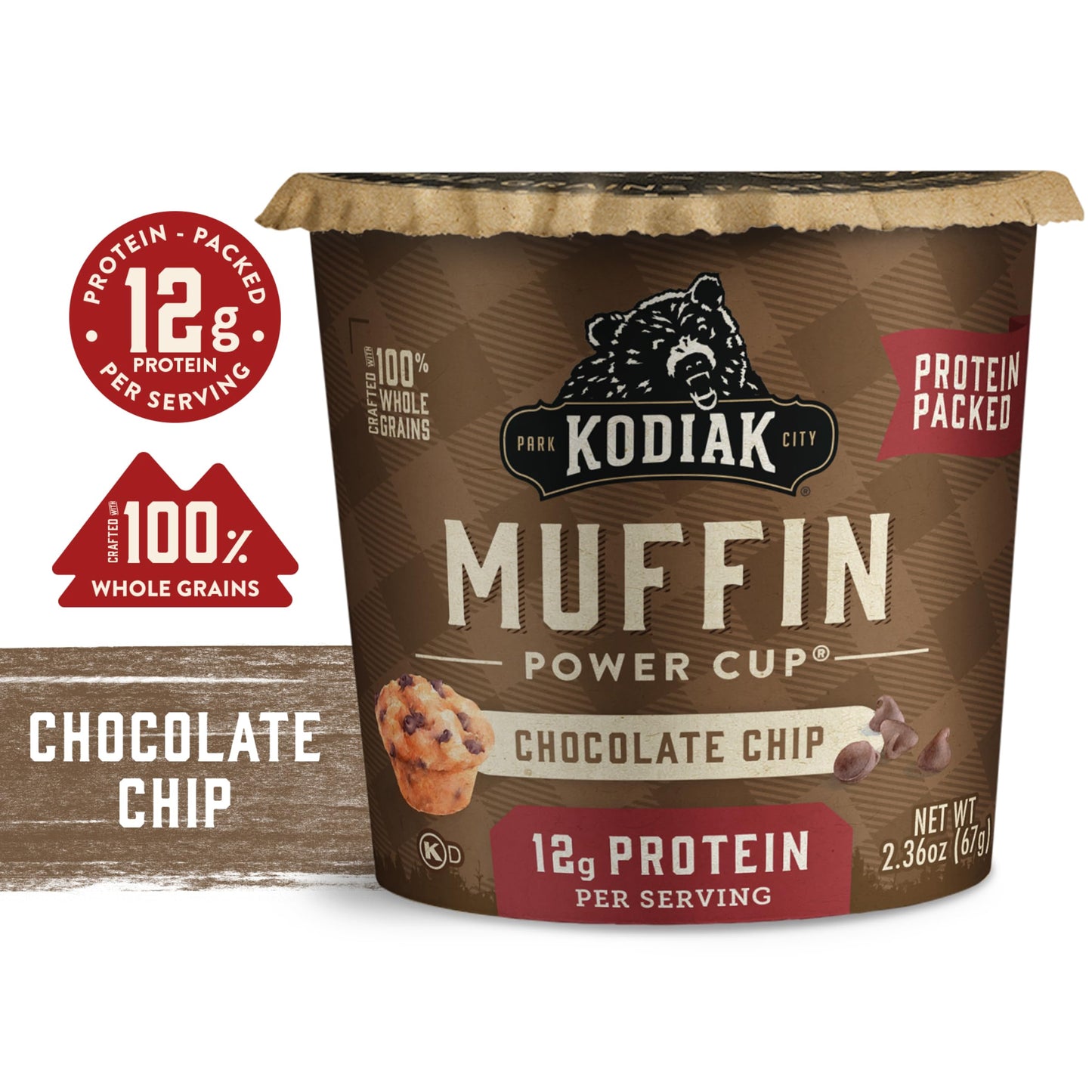 Kodiak Cakes Minute Muffins, Chocolate Chip, 2.36 Ounce (Pack of 12)