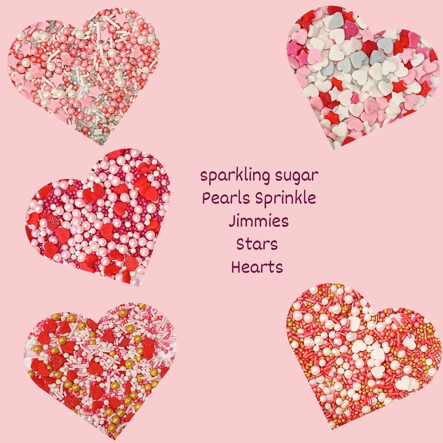 Confect Pink, Red & White Pearls Sprinkles | Mix Hearts Sprinkles | Anniversary Sprinkles For Baking & Cake Decorative | Cookie