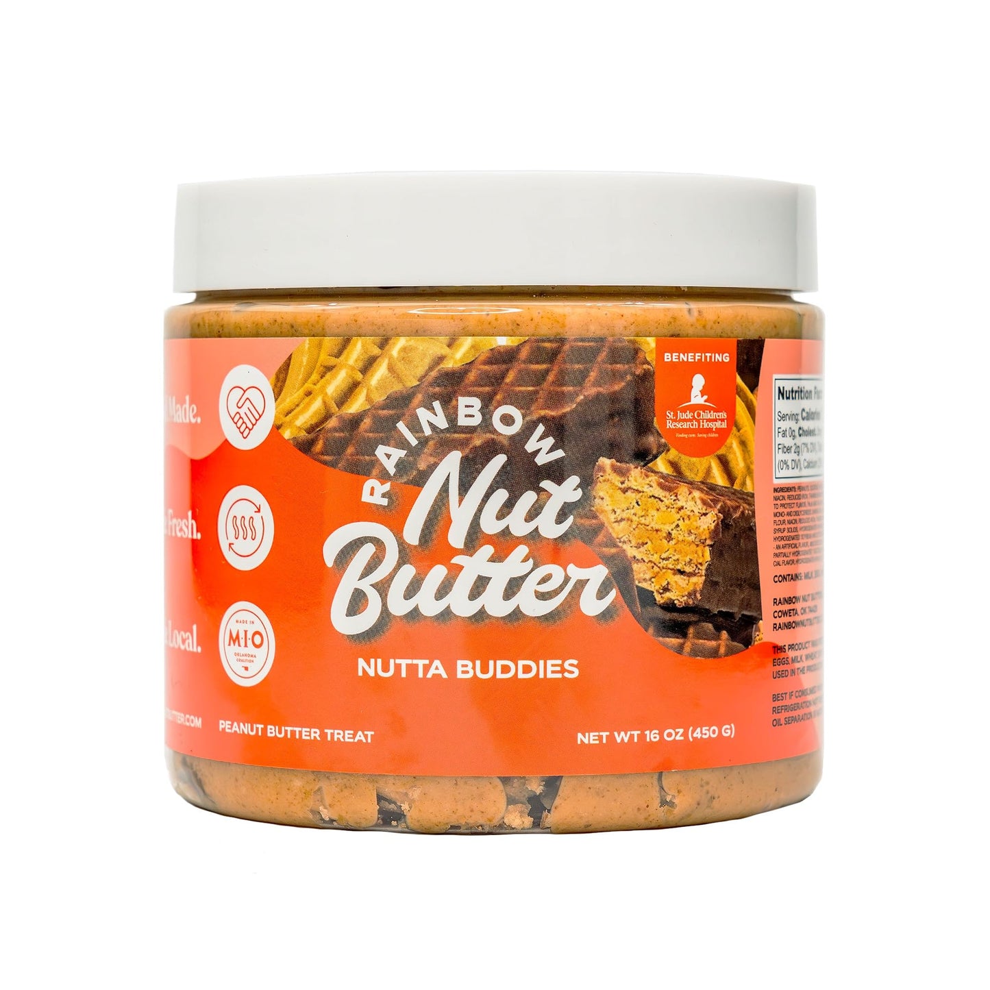 Rainbow Nut Butter, Nutta Buddies Peanut Butter, Spread, Treat, Snack, Dessert, High Protein Flavored Nut Butter, (16 oz Jar).