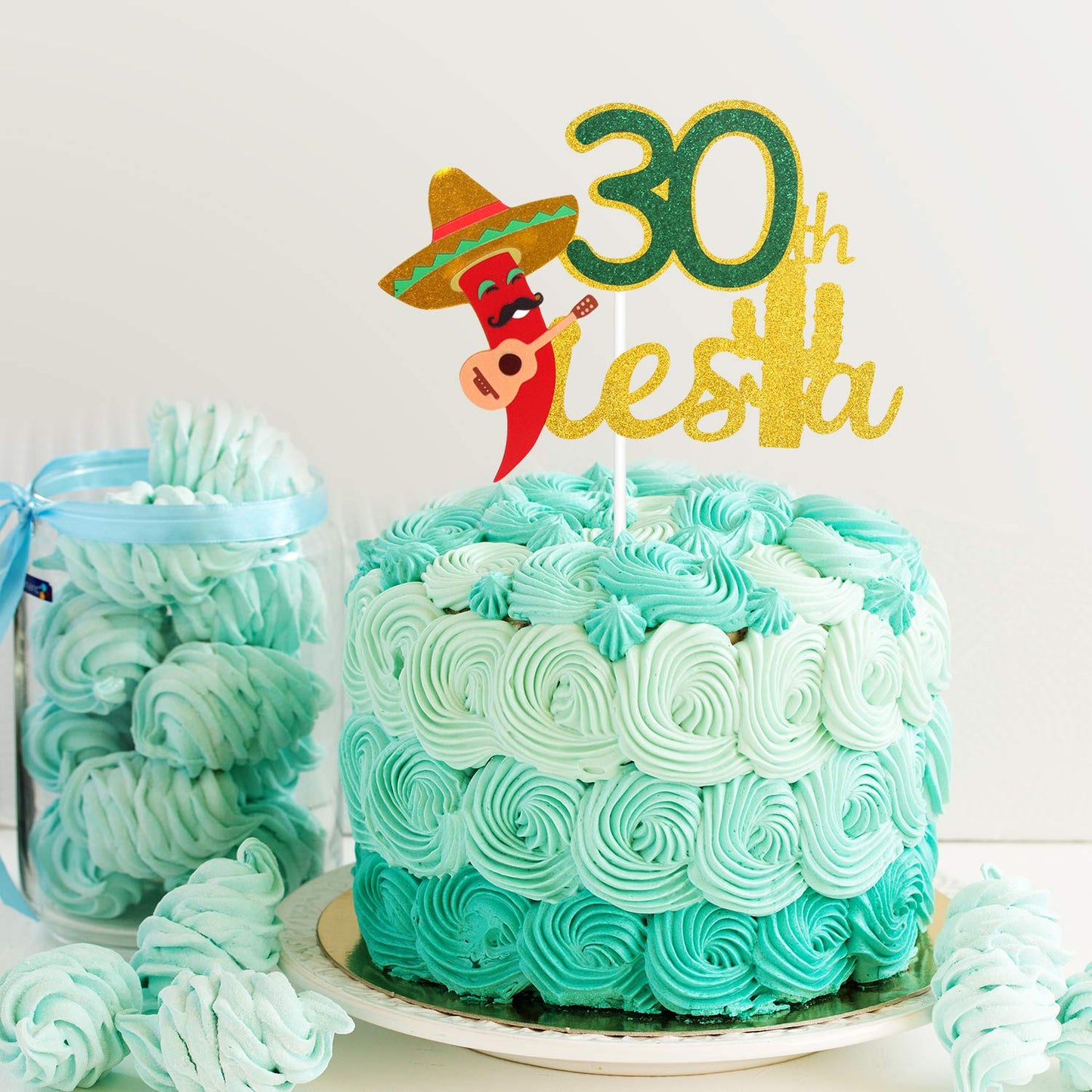 Caiwowo Taco Bout 30 Birthday Cake Topper - Glitter Paper Decoration for Fiesta Party - Model 1