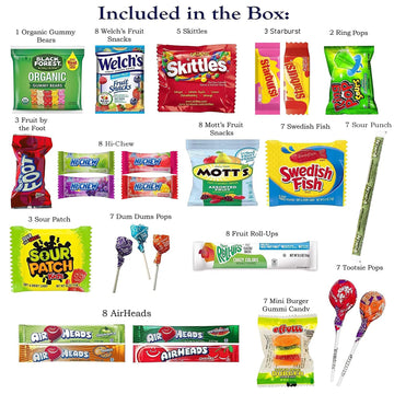 Foxy Fane 99-Count Holiday Candy Gift Box & Care Package - Variety Pack Of 99 Delicious Treats