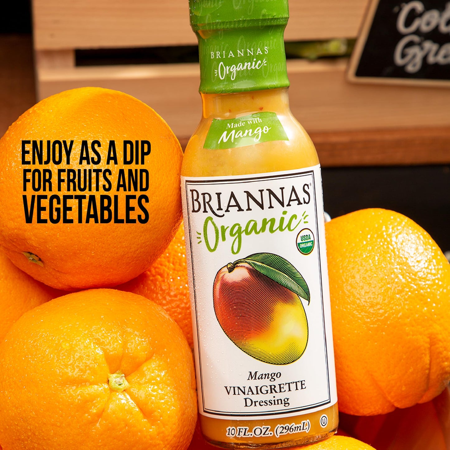 BRIANNAS - Organic Mango Vinaigrette Dressing - Certified Organic & Kosher Salad Dressing made with enhanced Ingredients - 10 oz. Bottles - 6 Pack