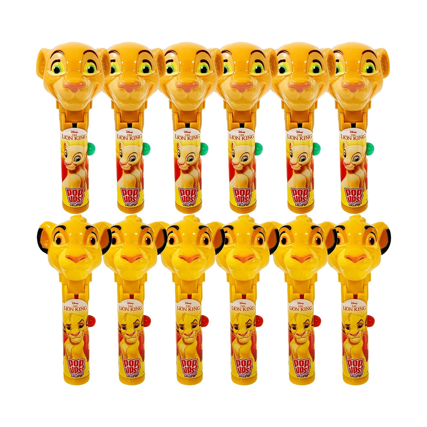 POPUPS! LOLLIPOP Lion King Lollipop Holder | Collectible Toy Case | Bulk Set of 12 with Lollipops Included