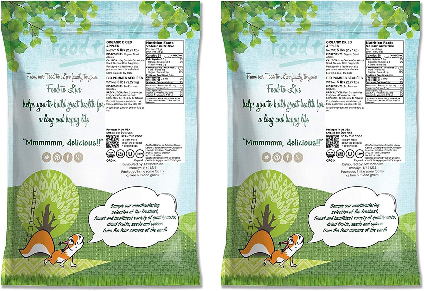 Food to Live Organic Dried Apple Rings, Non-GMO, Vegan, Unsulfured, 10 Pounds