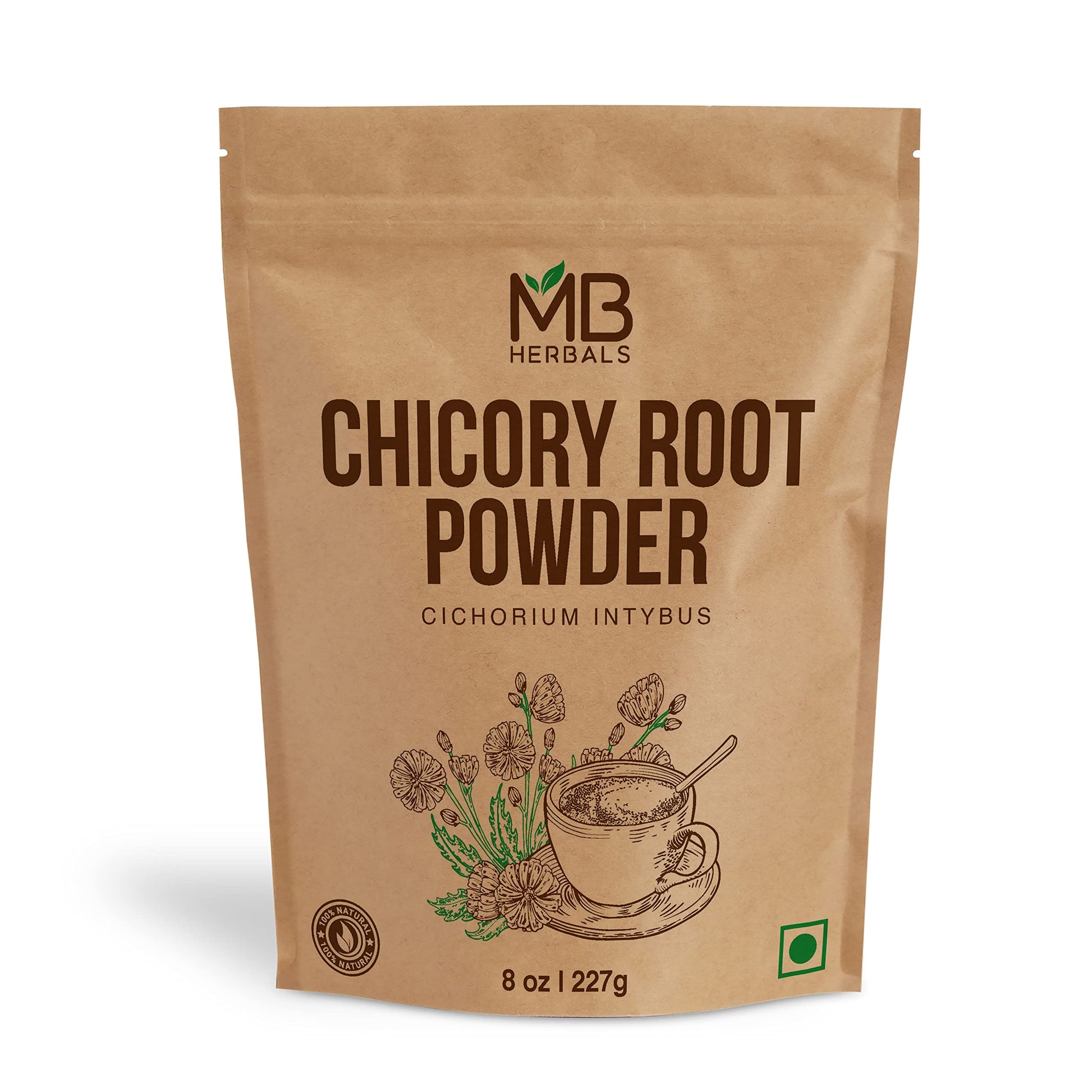MB Herbals Instant Chicory Root Powder 227 Gram (0.5 lb / 8 oz) | Roasted & Granulated | Gluten Free | Instantly Dissolves in Ho