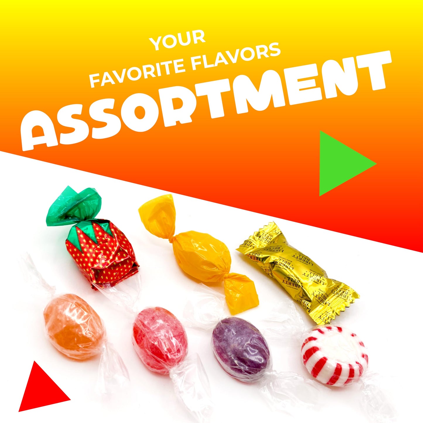 Hard Candy Assortment - Strawberry Bonbons, Starlight Mints, Butterscotch, Liberty Bell, Fruit Candy (2 Pound Bag - Approx. 160 Count)