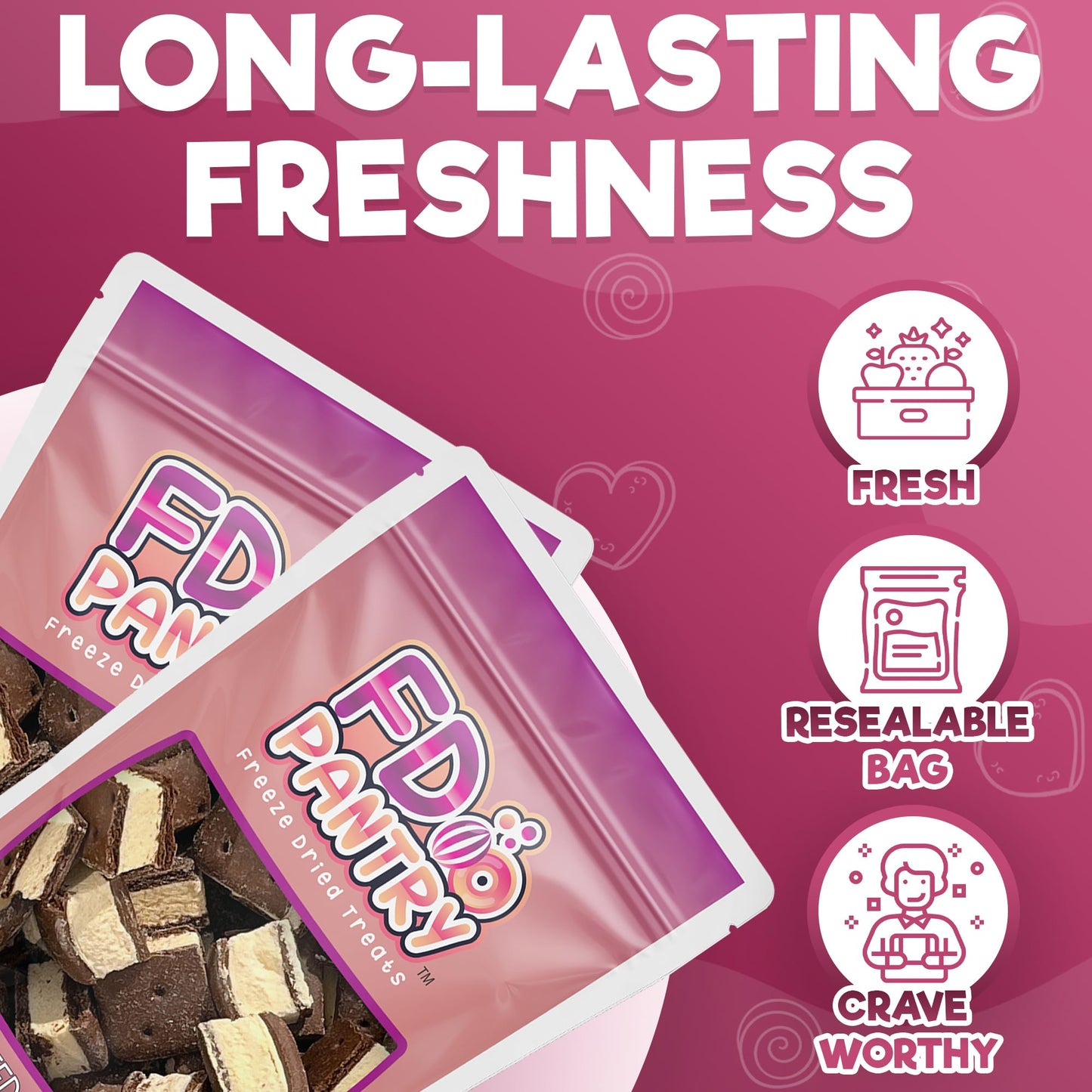 Freeze Dried Ice Cream Sandwich Bites, 2 Pack, Vanilla, Crunchy & Sweet Snack, 2.5 oz, Dehydrated, Resealable Gift Bag