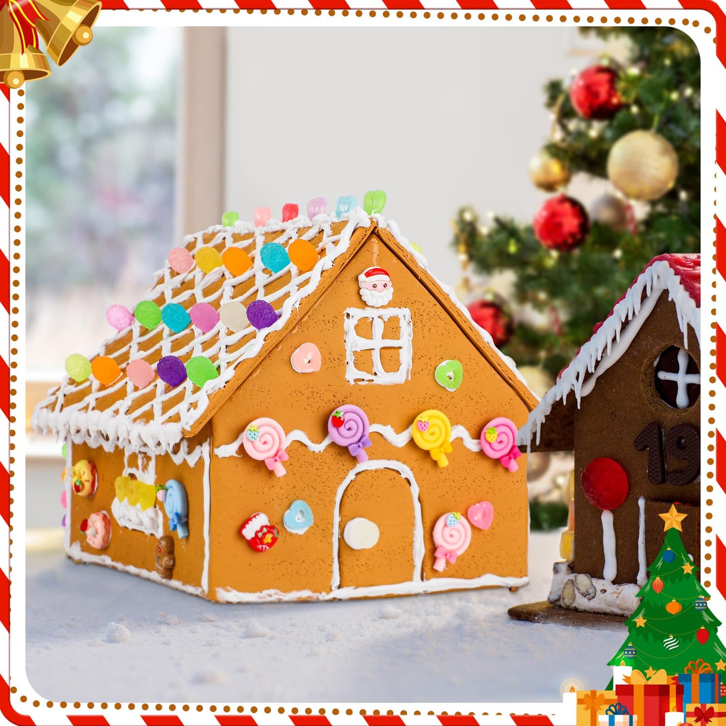 Weysat Large Gingerbread House Kit: 131 Pcs Holiday Cookie Decorating Kit - 8 Inch Easy To Assemble Christmas Gingerbread House Craft Creative Build & Gift For Xmas Diy Fun Party Favor Decor