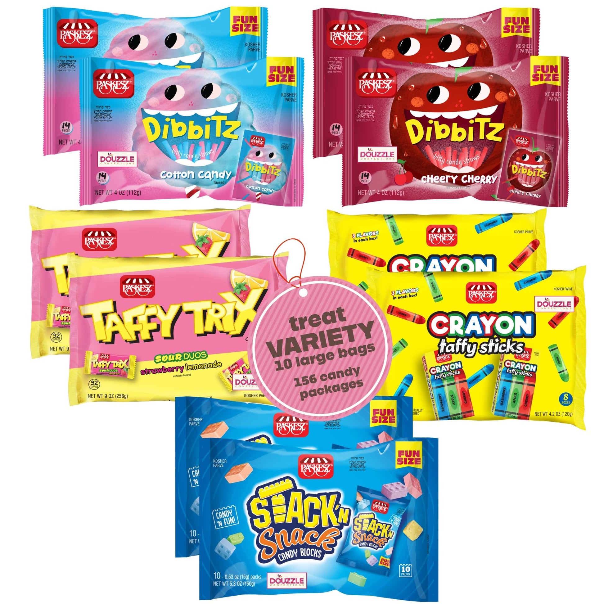 DOUzzle Back To School Bulk Novelty Candy Variety Pack w/Marines Edible Crayons & Candy Blocks (156 Count) Individually Wrapped 