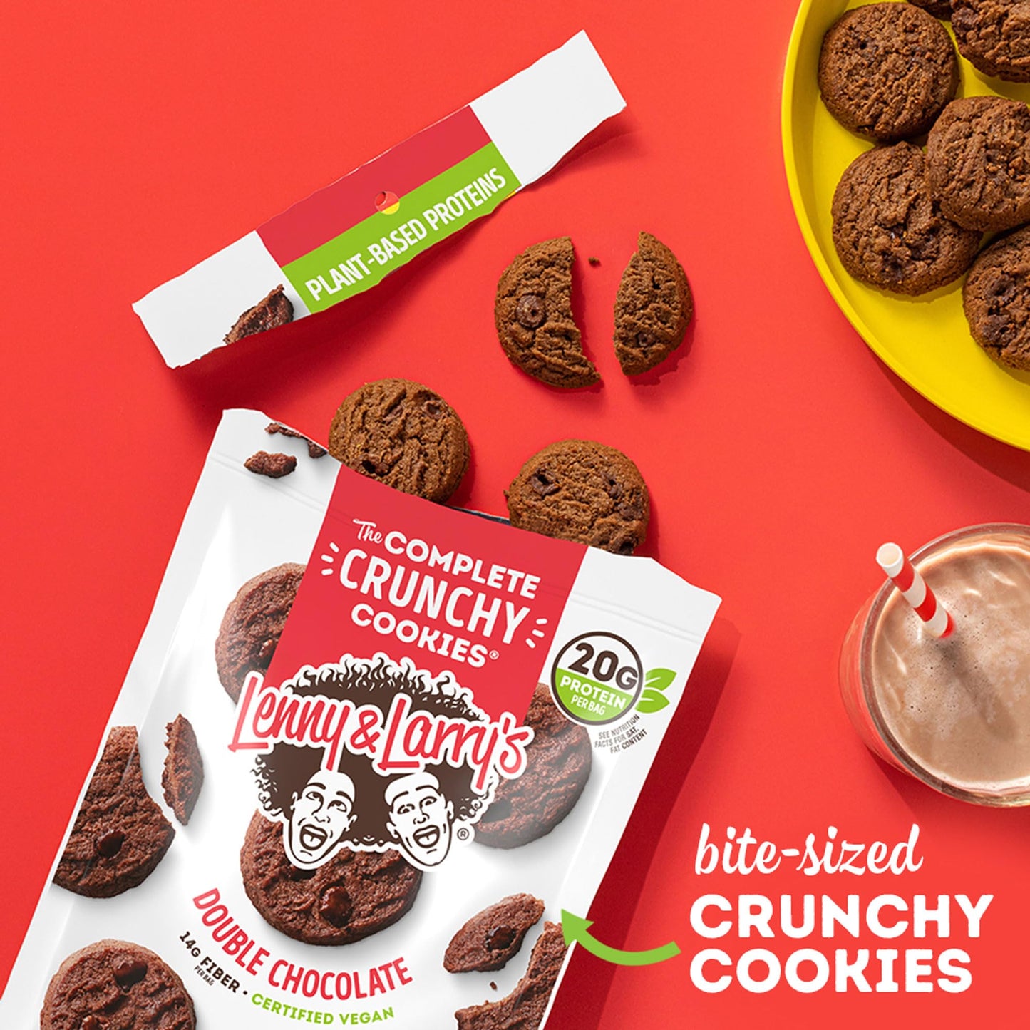 Lenny & Larry's The Complete Crunchy Cookie, Double Chocolate, 6g Plant Protein, Vegan, Non-GMO, 4.25 Ounce Pouch (Pack of 6)