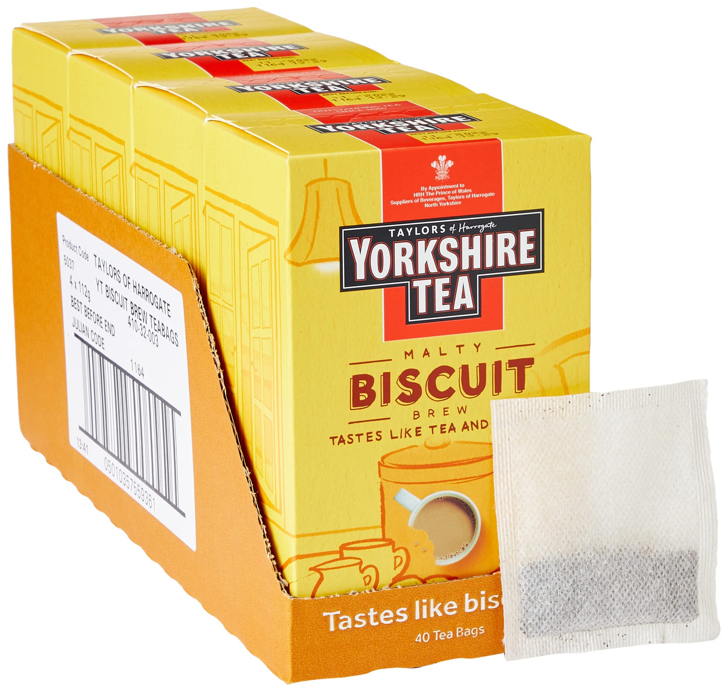 Yorkshire Tea Biscuit Brew Tea Bags, Pack of 4 (total of 160 tea bags)