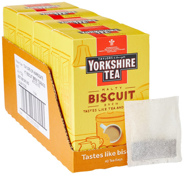 Yorkshire Tea Biscuit Brew Tea Bags, Pack of 4 (total of 160 tea bags)