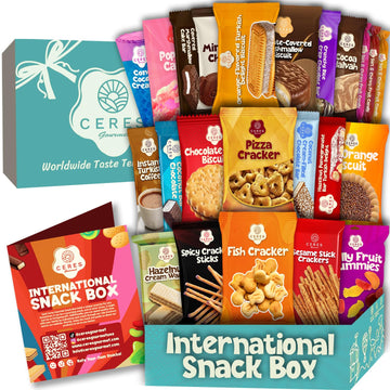 Ceres Gourmet International Exotic Snack Box, 22 Count Premium Variety Pack, Midi Size, Fun Surprise Snacks for All Ages