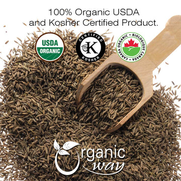 Organic Way Premium Cumin/Jeera Seeds Whole (Cuminum Cyminum) - Adds Flavour & Aroma | Organic & Kosher Certified | Raw, Vegan,