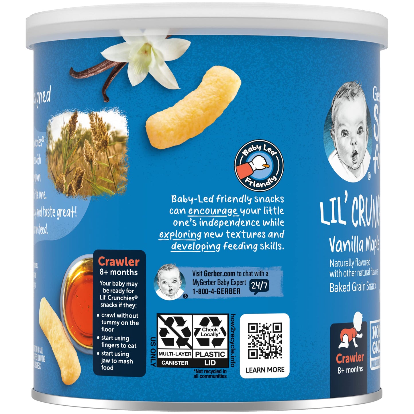 Gerber Graduates Little Crunchies Whole Grain Corn Snacks Variety Pack, 1.48 Ounce (Vanilla Maple, Pack Of 2)