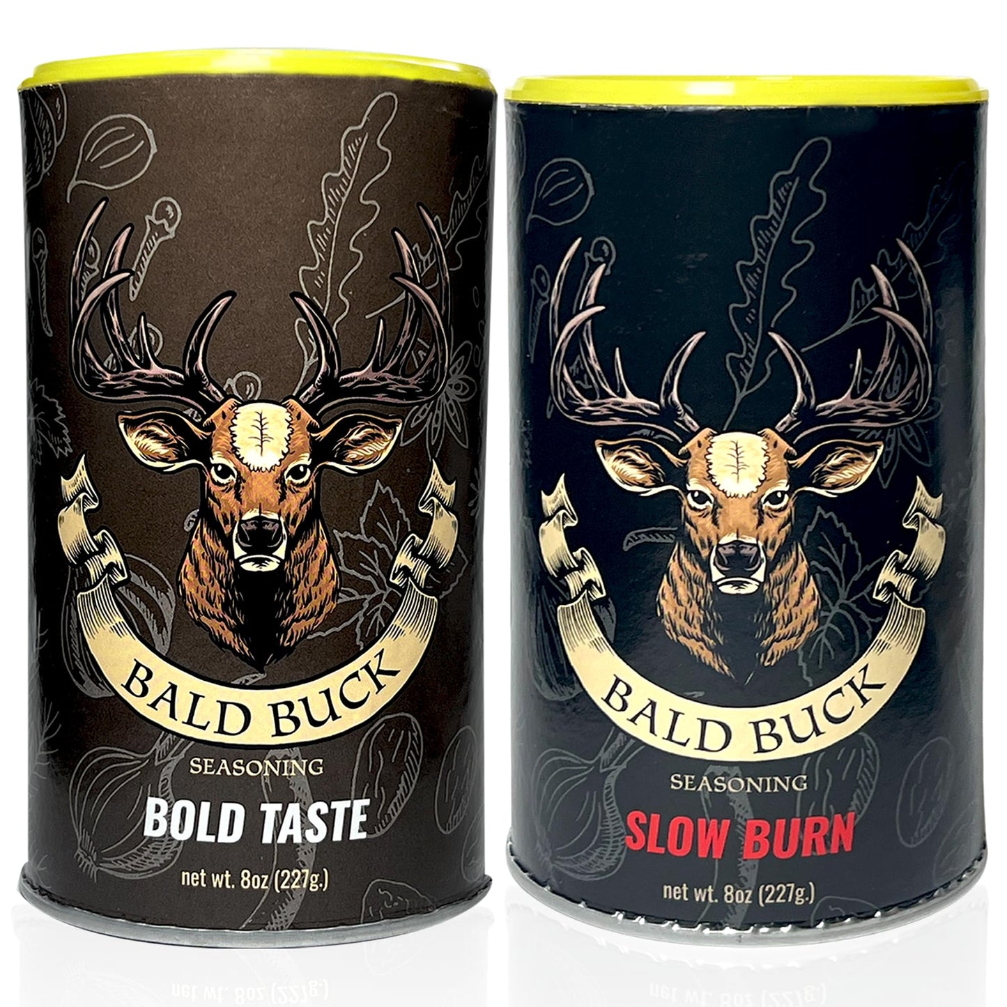 Bald Buck BBQ Seasoning Pack of 2 - Rib Rub for Chicken, 8 Oz (1 Bold Taste + 1 Slow Burn)