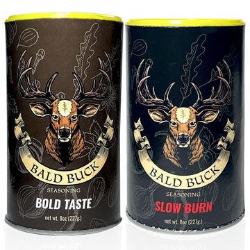 Bald Buck BBQ Seasoning Pack of 2 - Rib Rub for Chicken, 8 Oz (1 Bold Taste + 1 Slow Burn)