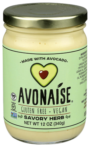 AVONAISE Savory Herb Vegan Avocado Mayonnaise, 12 OZ