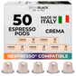 BREWBLACK Crema Coffee Capsules - 50 Aluminum Pods, Compatible with Nespresso Original, Medium Roast, Intensity 8, Made in Italy