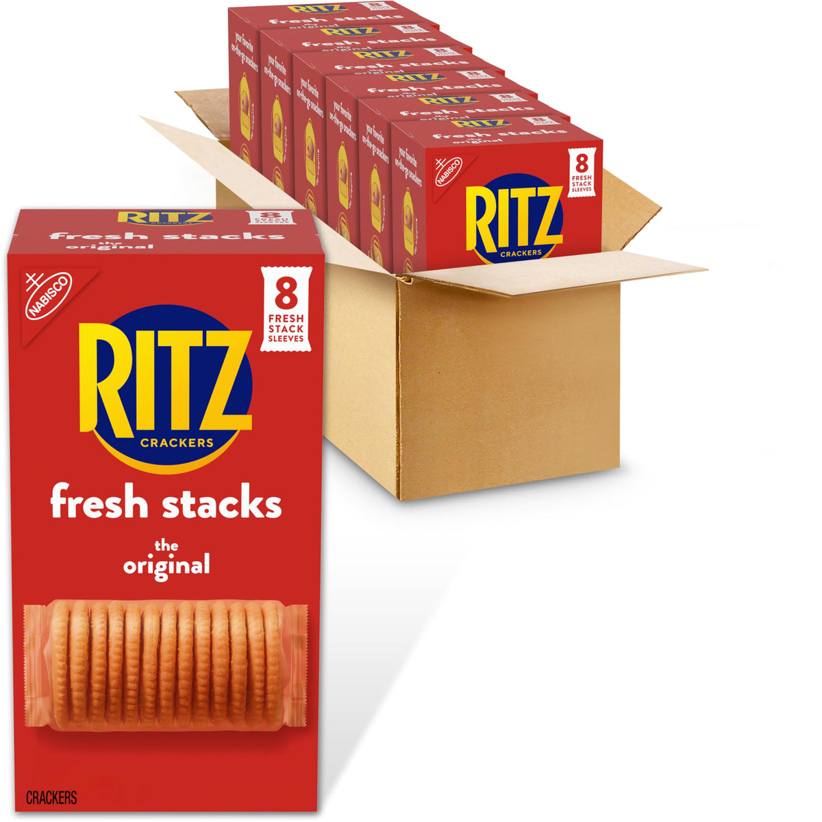 To Go Pack Ritz RITZ Fresh Stacks Original Crackers, Bulk Travel Snacks, 6 Boxes (48 ...