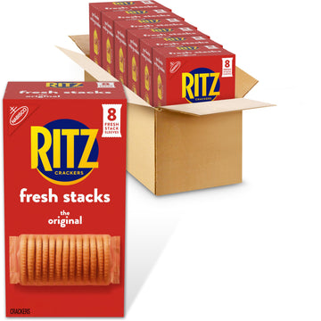 RITZ Fresh Stacks Original Crackers, Bulk Travel Snacks, 6 Boxes (48 Multi Snack Packs)