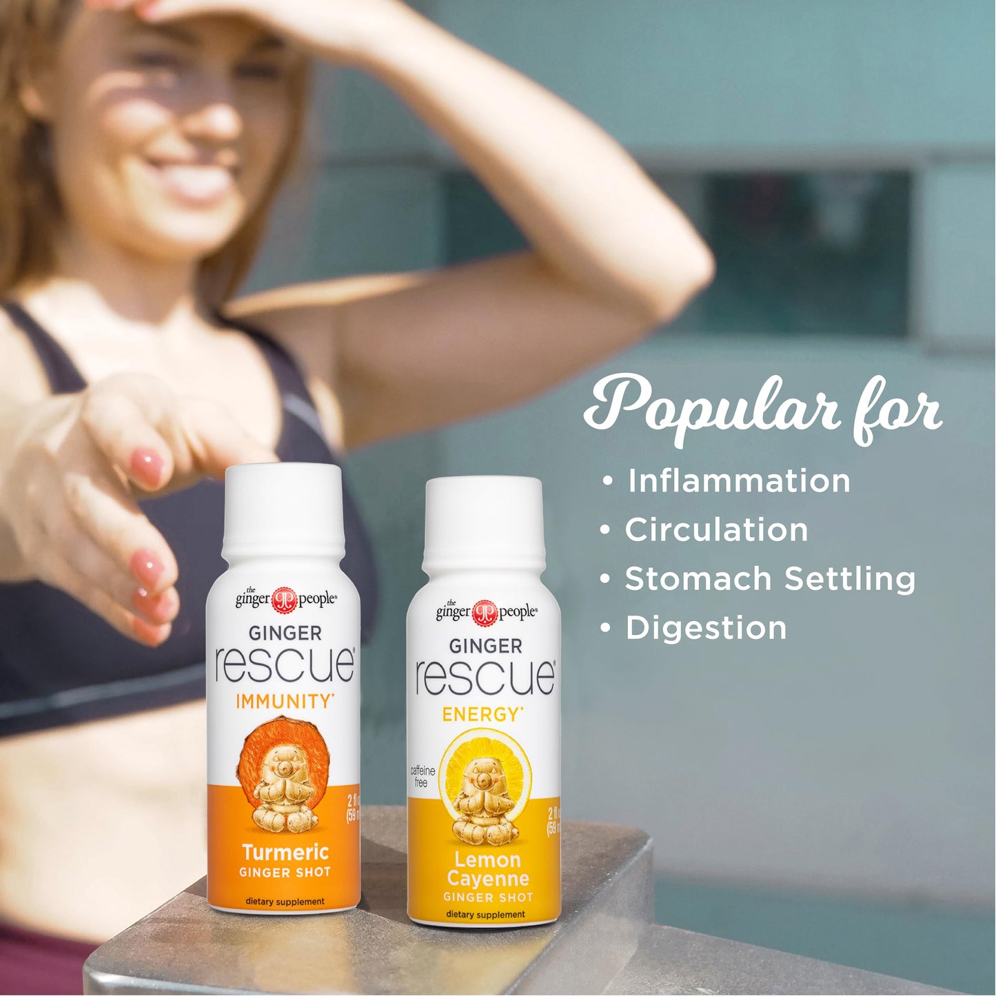 The Ginger People Ginger Rescue Shots - Wild Turmeric Flavor, Caffeine Free, 2 Fl Oz, Pack of 12, Model 90931, White