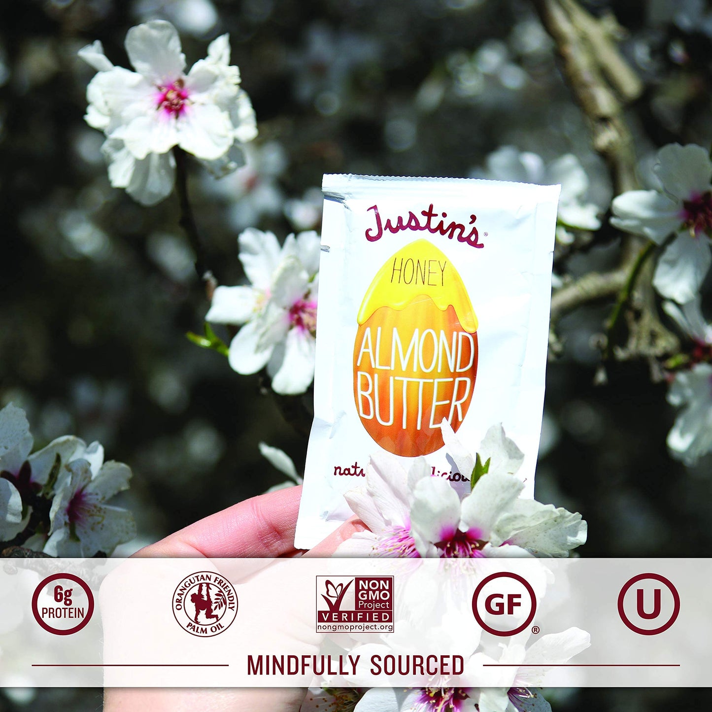Justin'S Honey Almond Butter Squeeze Packs, Gluten-Free, Non-Gmo, Sustainably Sourced, 1.15 Ounce (10 Pack)