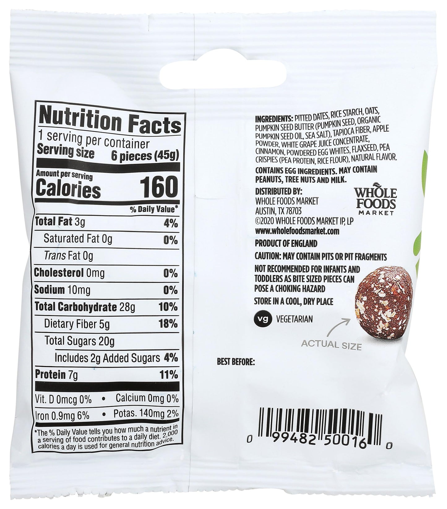 365 by Whole Foods Market Protein Chewy Bites, Cinnamon Apple, 1.58 oz, 6 Count Pack