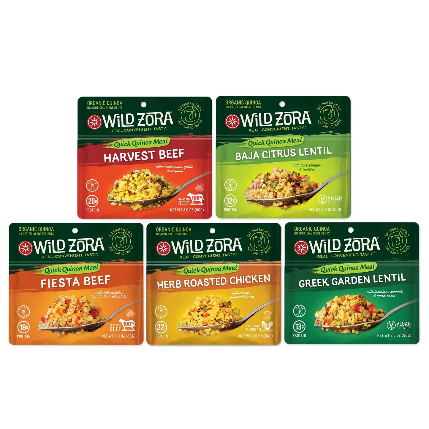 Wild Zora Organic Quinoa Bowls - Quick Prepared Meals, Instant Tasty Bowls, Pantry Staples Gluten-Free Meal With Lentils Plus 10