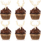 30 Pieces Antler Cupcake Toppers Wooden Reindeer Cake Topper Christmas Deer Cake Picks For Baby Shower Wedding Hunting Rustic Bi