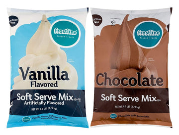 Frostline Vanilla & Chocolate Soft Serve Powdered Ice Cream Mix | Lactose Free | Kosher | 6 lb. Bag Each