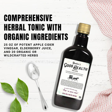 Yoder Naturals Apple Cider Vinegar Liquid Complex, Organic Herbal Tonic with Elderberry Juice, 25 Fl Oz, Pack of 6