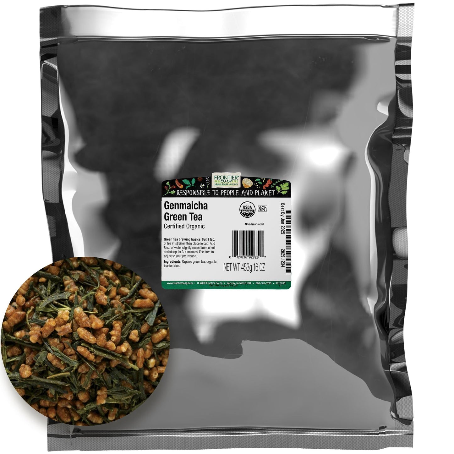 Frontier Co-Op Genmaicha Tea, Certified Organic | 1 Lb. Bulk Bag