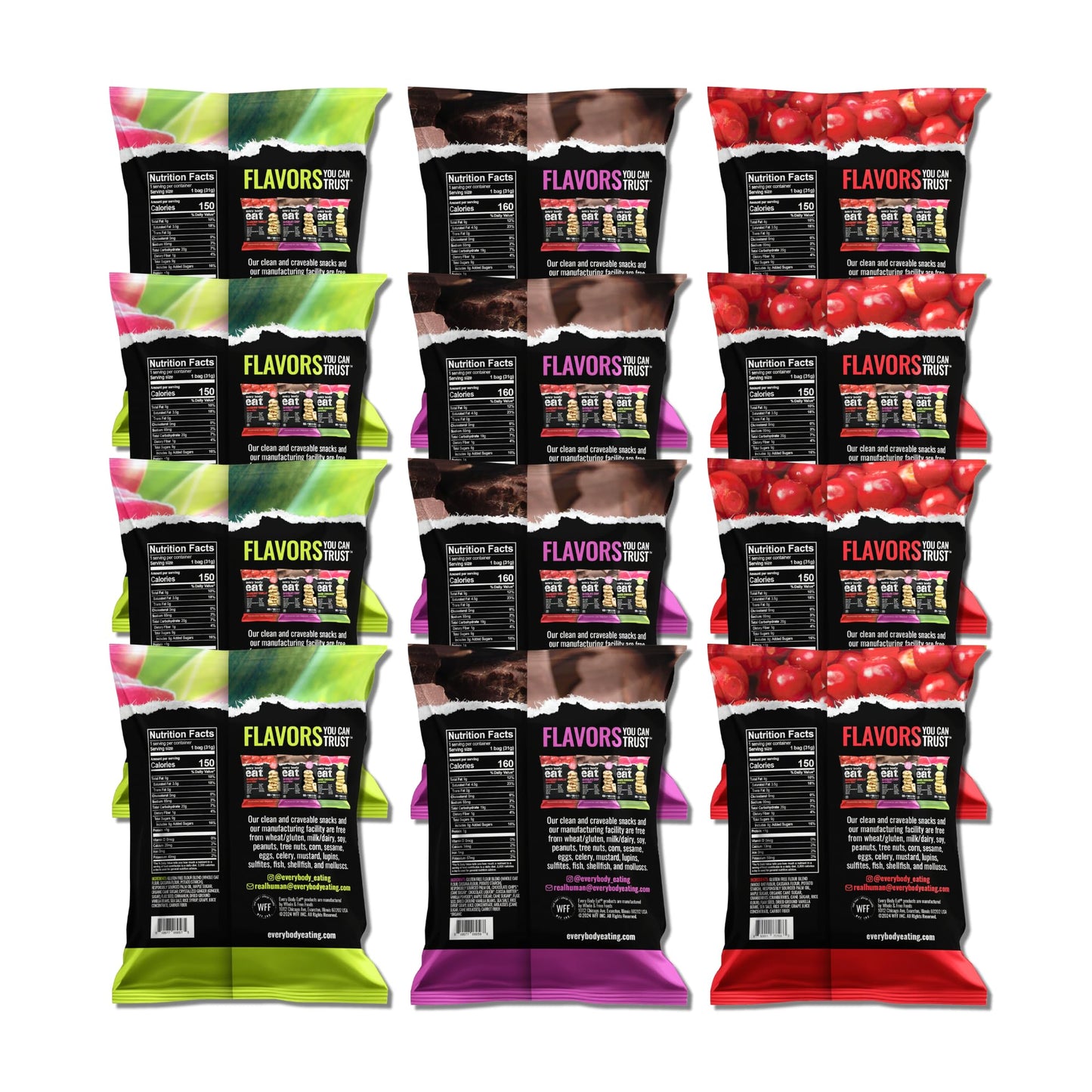 Every Body Eat Crunchy Cookie Bites, Gluten & Dairy Free, Vegan, School Safe Lunch Snacks, Single Serve (Pack Of 20) (Variety Pa