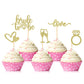 Hengmerry 35 PCS Glitter Diamond Ring Cupcake Toppers, 2.5x3.5, Bamboo, Gold for Bridal Shower Wedding Engagement Party