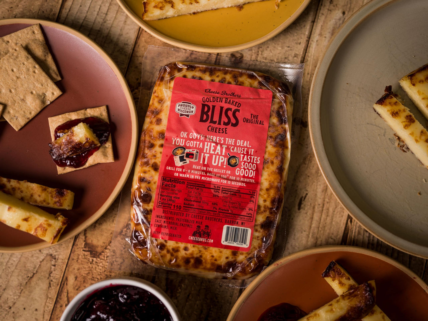 CHEESE BROTHERS INC Golden Baked Bliss Cheese | Original | 7 Pack | Made in Wisconsin | Heat & Eat