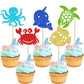 30 Pcs Ocean Sea Animals Cupcake Toppers Narwhal Fish Turtle Octopus Crab Cupcake Picks Baby Shower Under The Sea Animals Theme