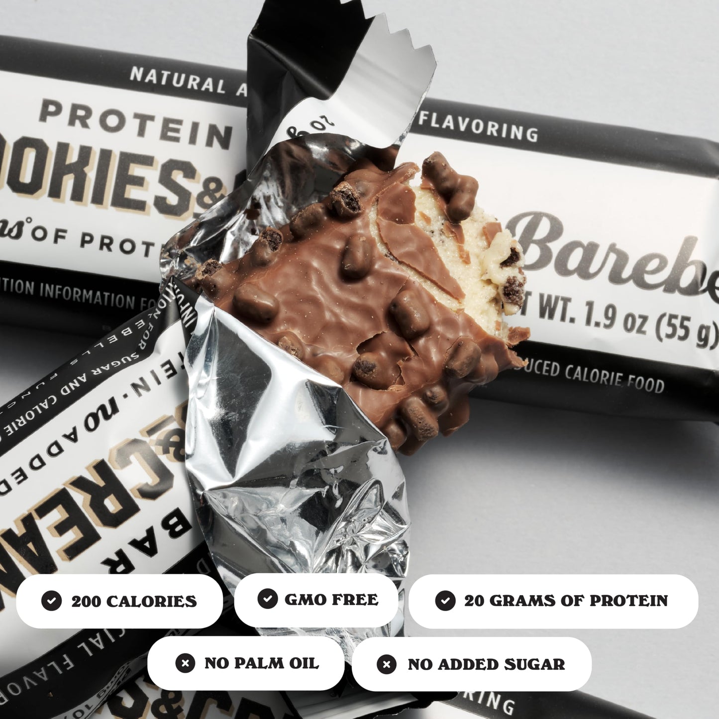 Barebells Protein Bars Cookies & Cream - 12 Count, 20G High Protein   - Chocolate Nutrition Bar With 1G Total Sugars - On-The-Go Breakfast Or Post-Workout Snack