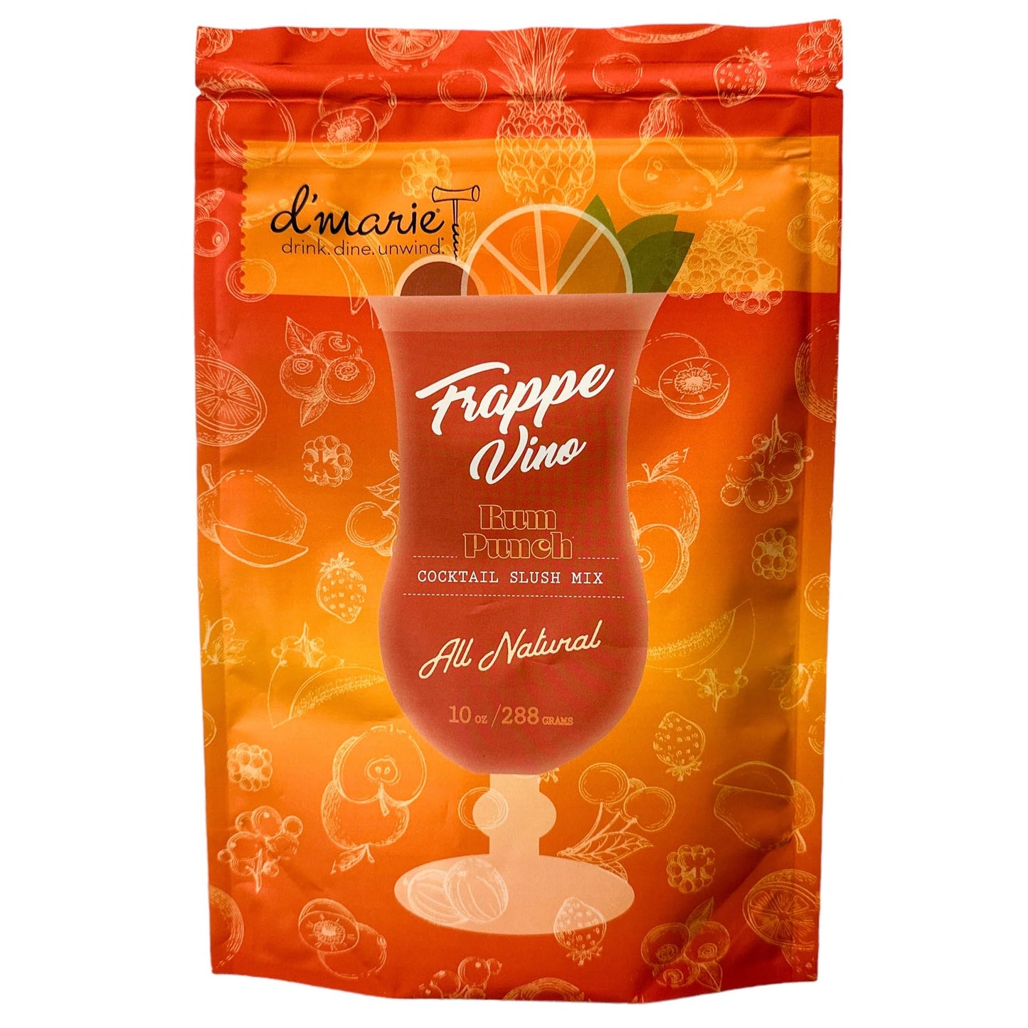 DMARIE Frozen Cocktail Drink Mix - Low Sugar Mixer, 10 Ounce - Makes 10 Rum Punch Slushies