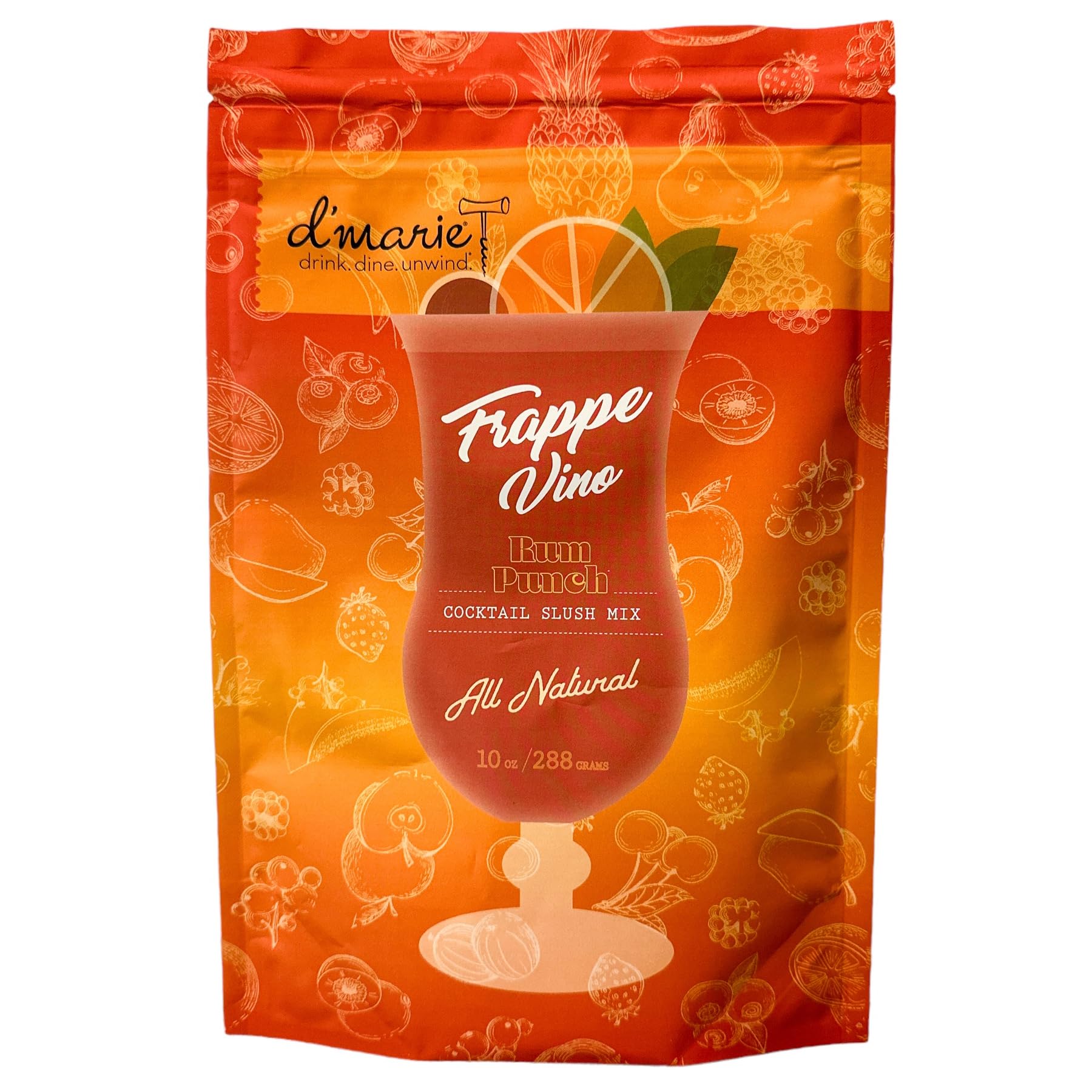 DMARIE Frozen Cocktail Drink Mix - Low Sugar Mixer, 10 Ounce - Makes 10 Rum Punch Slushies