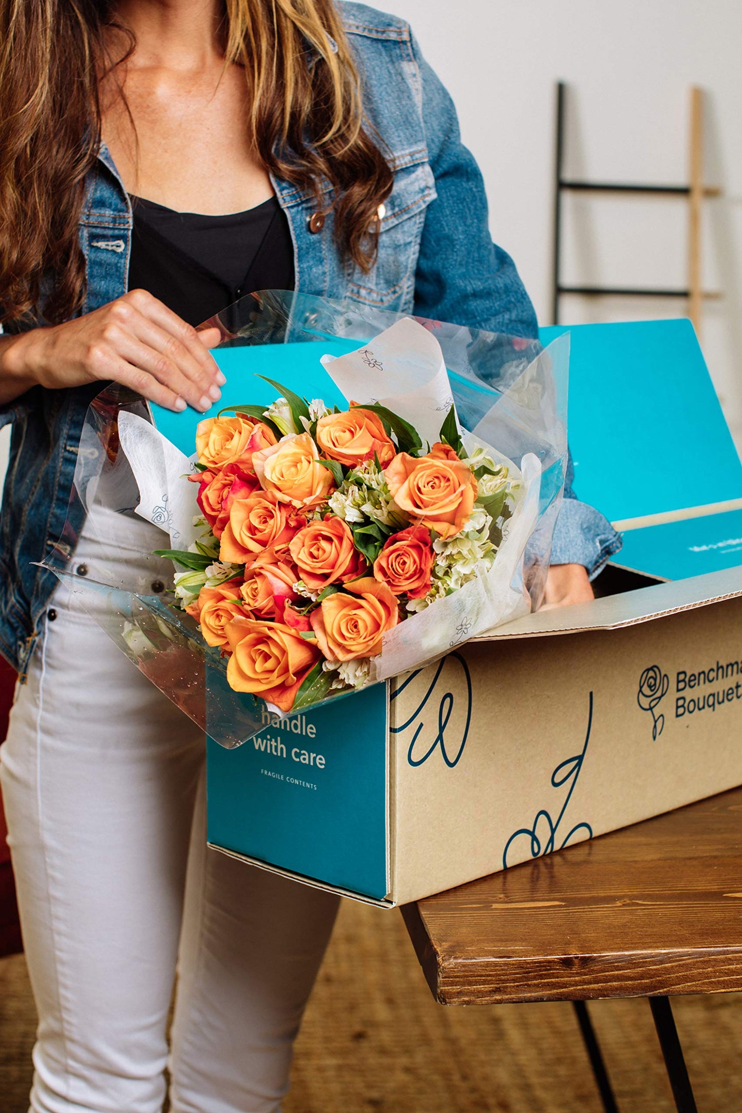 Benchmark Bouquets - Dazzling Roses & Alstroemeria (Glass Vase Included) - Fresh Flowers For Delivery - Gift For Graduation, Bir