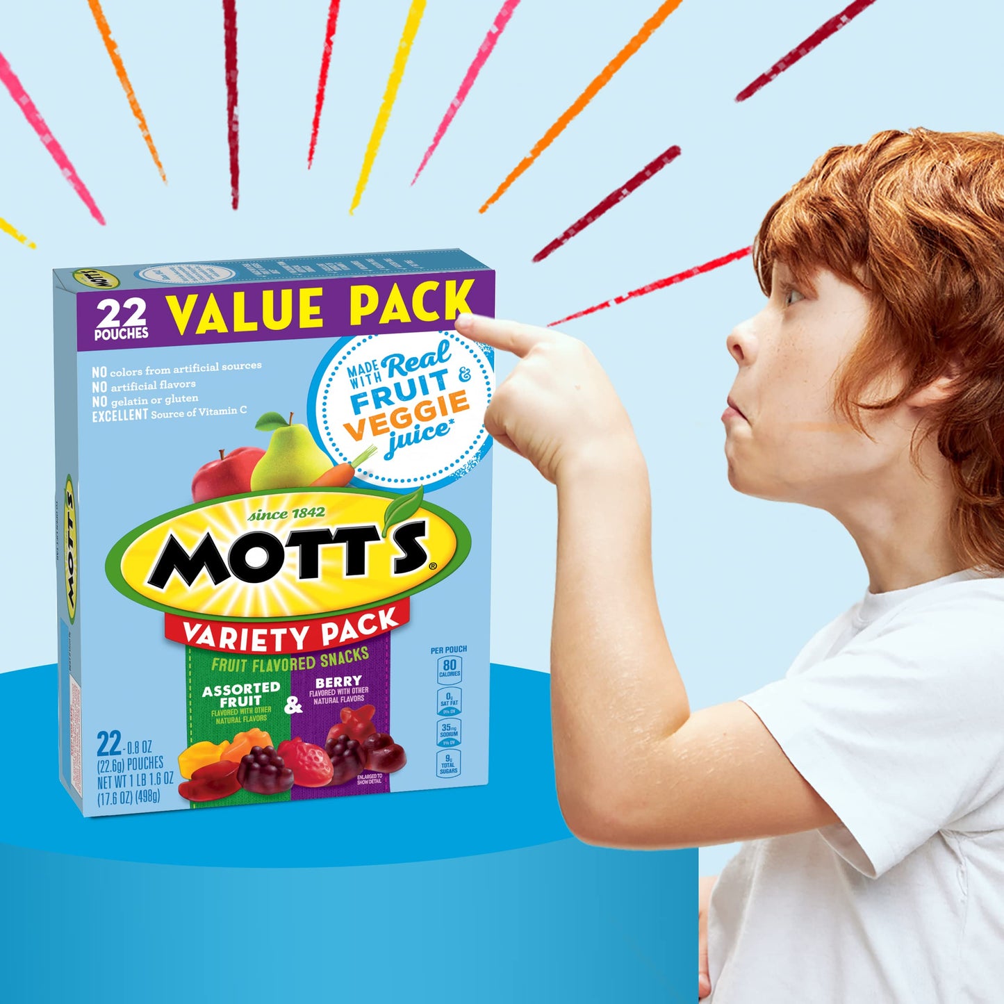 Mott'S Fruit Flavored Snacks, Assorted Fruit And Berry, Gluten Free Snack, Variety Value Pack, 22 Pouches, 17.6 Oz