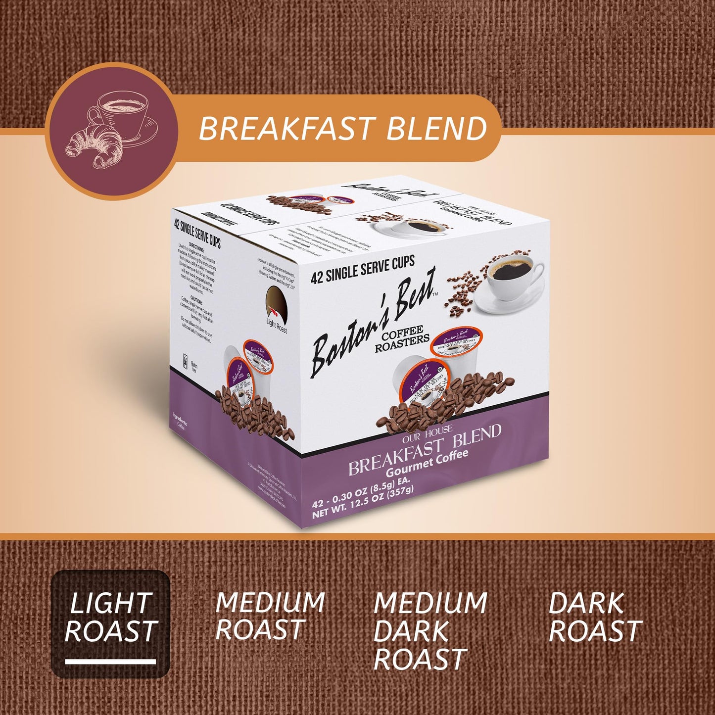 Bostons Best Smooth Light-Roast Breakfast Blend Coffee, Compatible with Keurig, 42 Single Serve Cups, Model PP-GRCE29862