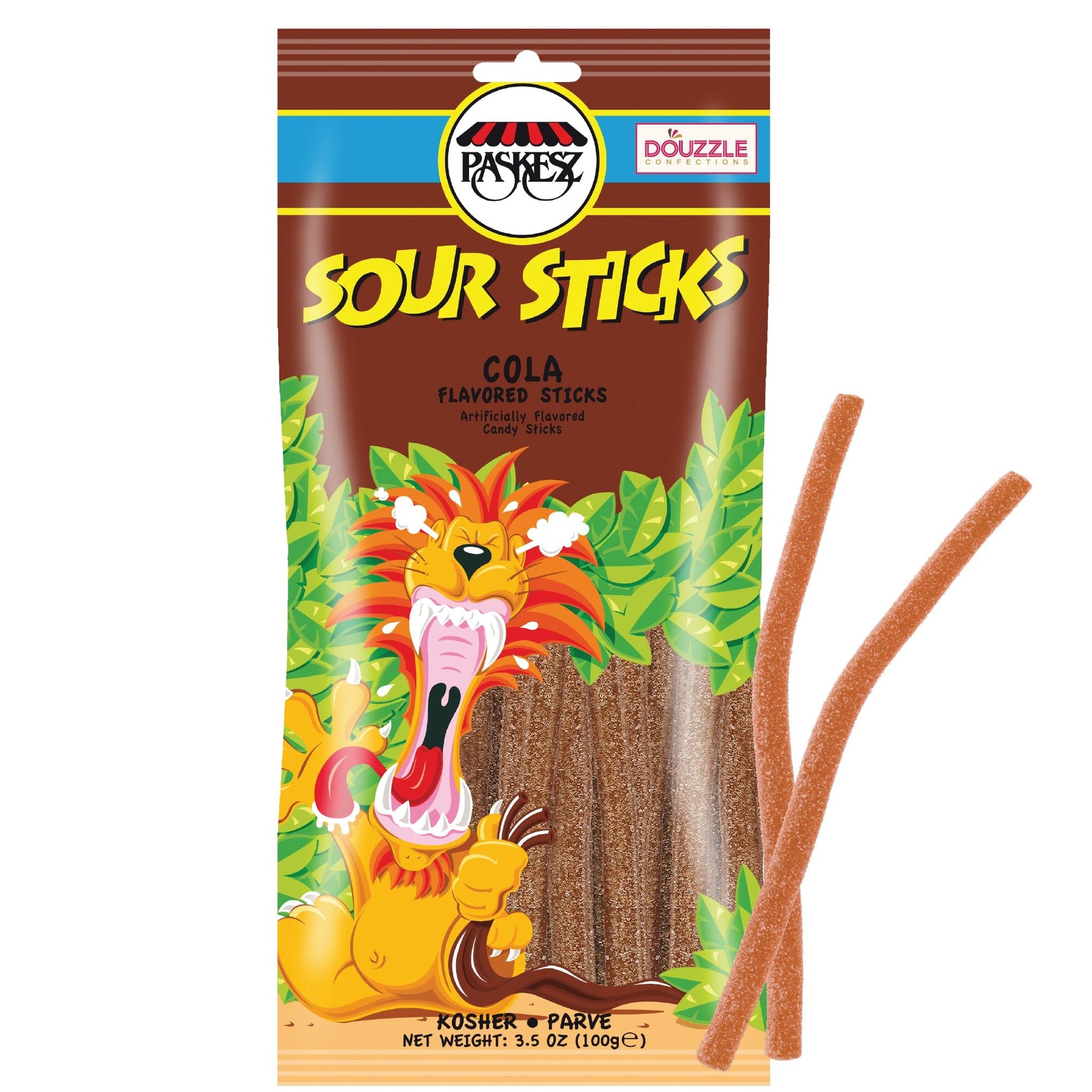 DOUzzle Back To School Sour Sticks Chewy Candy Straws Cola (3.5 OZ - 1 Pack) Goodie Bag Stuffer, Pinata Filler - Kosher Parve