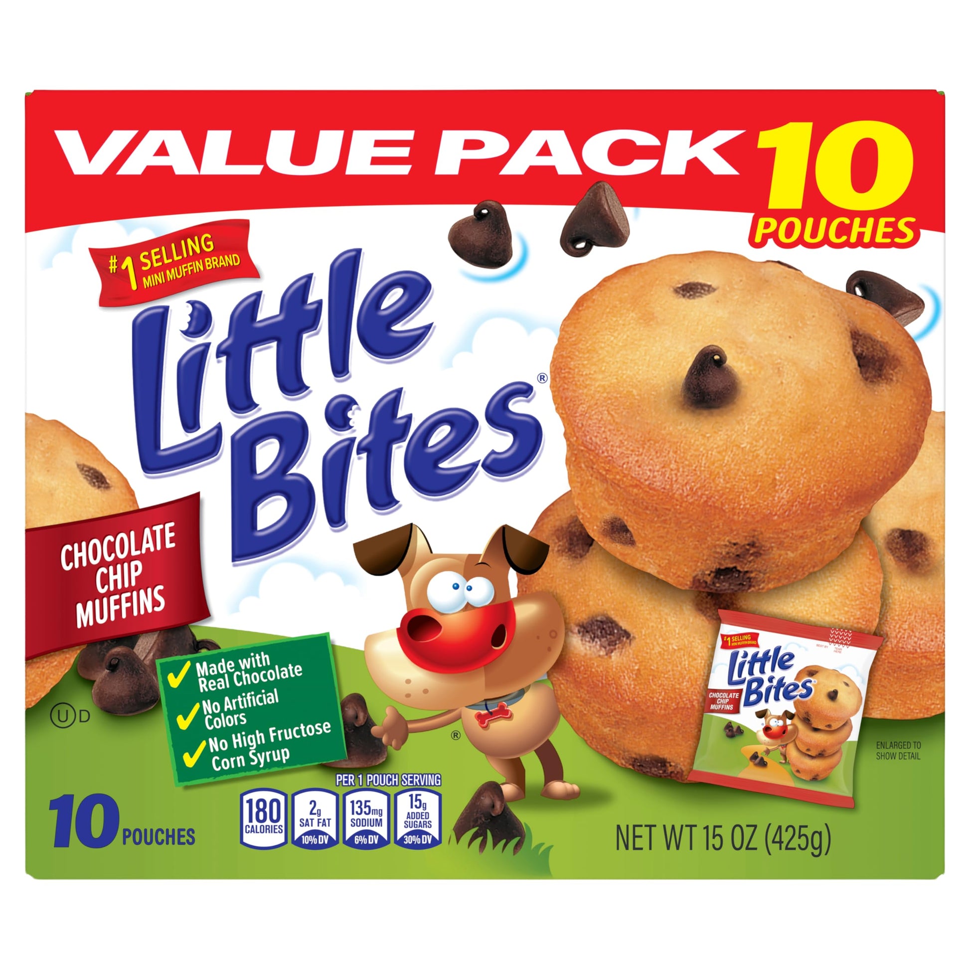 (Value Pack) Little Bites Chocolatey Chip Muffins, 10 individual packs, (1.5 oz each), Made with Real Chocolate Chip Mini Muffin
