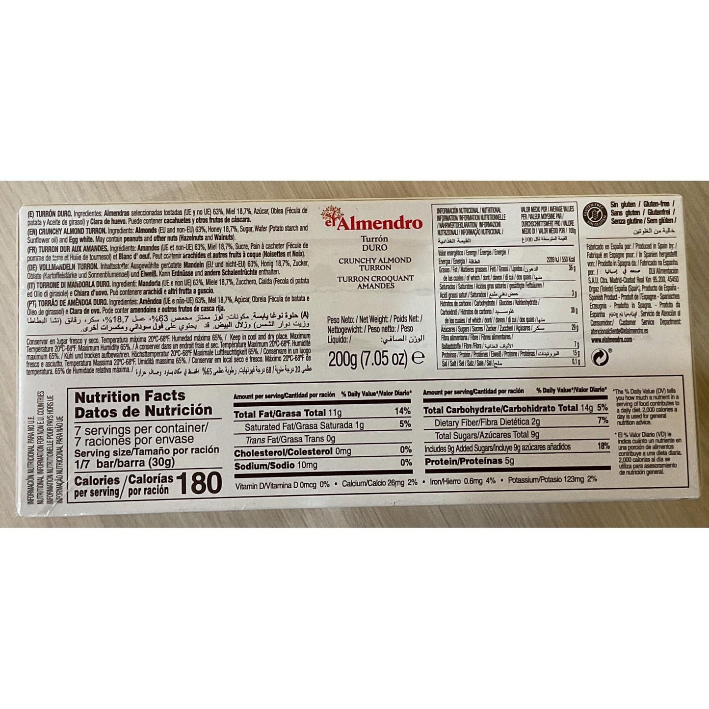 El Almendro Crunchy Almond Turron (Turron Duro) 7.05 Oz (Pack Of 6)