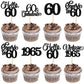 Rsstarxi Cupcake Toppers - Vintage 1965 Glitter Picks for 60th Birthday Party - Black Paper - 24 Pack
