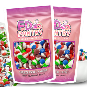 Freeze Dried Candy Fruit Crunch Wildberry, 4 oz, 2 Pack, Assorted Berry Punch, Melon, Strawberry, Cherry, Raspberry, Gift Bag