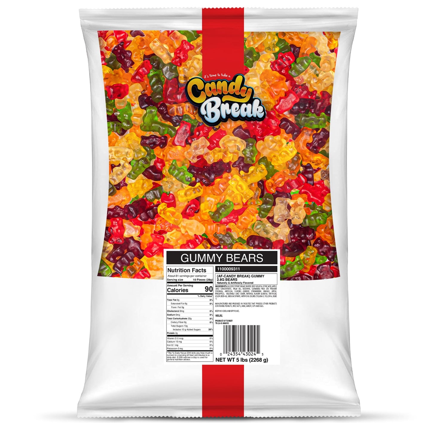 Candy Break Bear Gummy Cubs Candy 5 lbs Share Size Bag Pack of 1 - Chewy Gummy Bulk Candy Pack - Snacks for Kids & Grown Ups