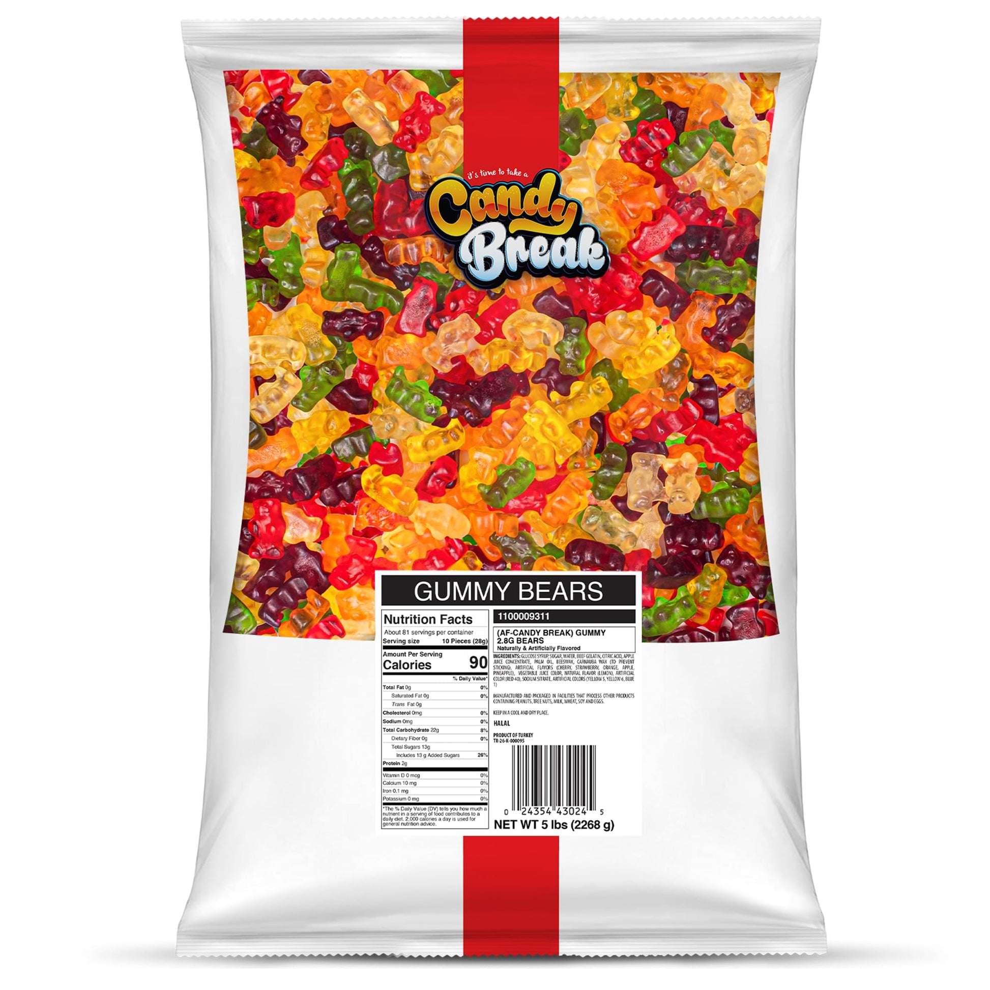 Candy Break Bear Gummy Cubs Candy 5 lbs Share Size Bag Pack of 1 - Chewy Gummy Bulk Candy Pack - Snacks for Kids & Grown Ups